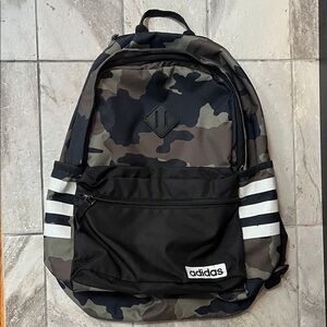 Adidas Black and Gray Camouflage Backpack